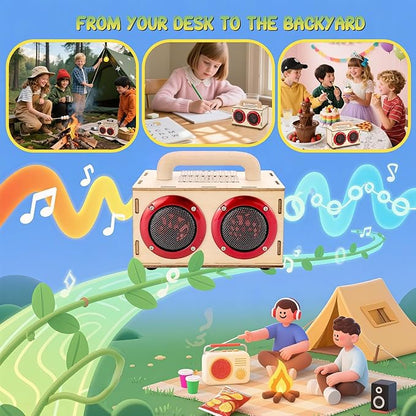 DIY Bluetooth Speaker Kit with LED Lights & Colored Pencils - STEM Building Science Kit for Kids Ages 8-14, Electronic Engineering Project Kit, Creative Gift for Teen Boys & Girls Age 9 10 11 12 16