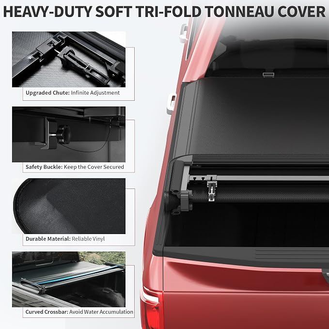 OEDRO Soft Quad Fold Truck Bed Tonneau Cover Compatible with 2022 2023 2024 2025 2026 Toyota Tundra(Excl.Trail) 6.5 ft Bed with Deck Rail System