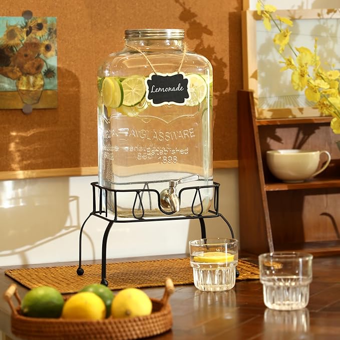 2 Gallon Glass Drink Dispenser