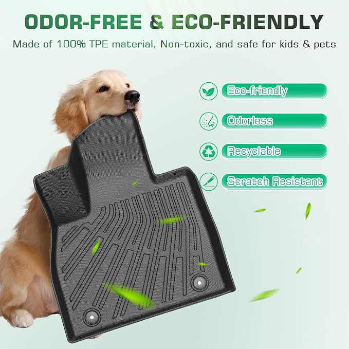 Floor Mats for Chevy Traverse 2007-2017 | 2008-2017 Buick Enclave | 2007-2017 GMC Acadia | 2007-2010 Saturn Outlook All Weather Custom Fit TPE Floor Liners for Traverse 1st, 2nd and 3rd Row