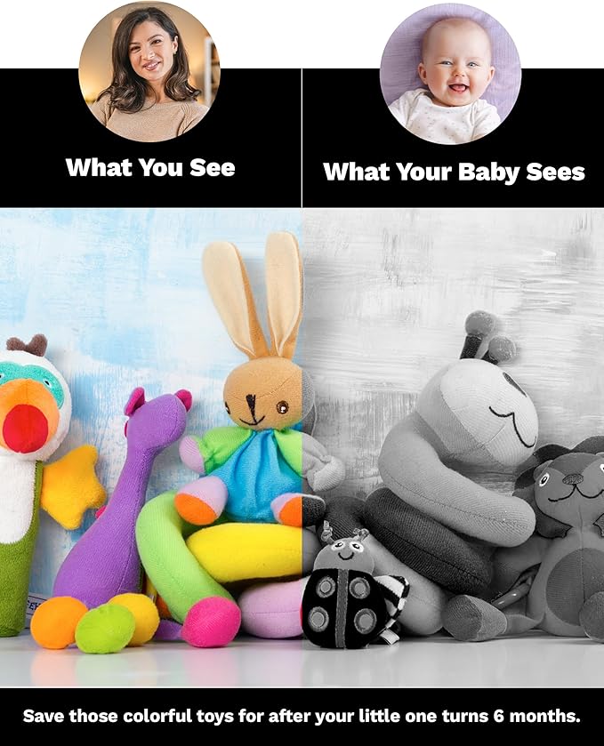 Samuel Sensory Board for Babies - Supersized Black and White Baby Cards for Developmental Newborn Tummy Time Toys - 100cm Newborn Black & White Toys for 0-3 Months & Older - Thick Stand Up Board No. 2