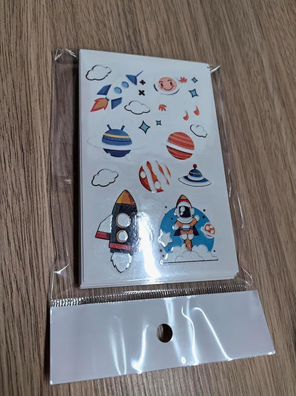 Temporary Tattoo for Kids, Space and Vehicle Glow In Dark Tattoos, 250+ Patterns Luminous Fake Tattoo Sticker，Planet Astronaut Spaceship Alien Plane Car 36 Sheets Long Lasting Tattoo for Party Supply