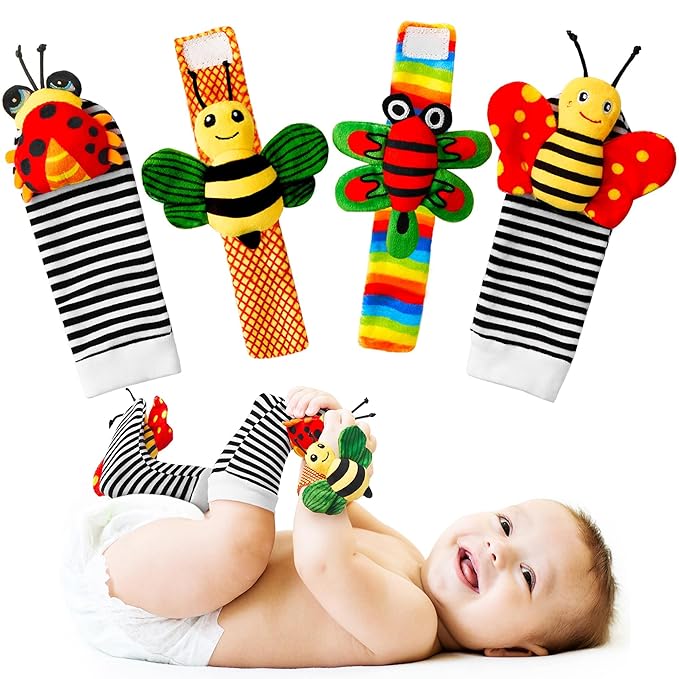 Baby Toys 0-6 Months: Baby Rattles 0-6 Months Baby Essentials for Boys Girl Infant Toys Wrist Rattles Socks Hand & Feet Newborn Essentials Must Haves Registry Search Shower Gifts for 0-3 0-12 Months