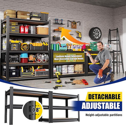 71"H-35"W-15.7"D Garage Shelving-2050LBS 5 Tier Storage Shelves, Adjustable
