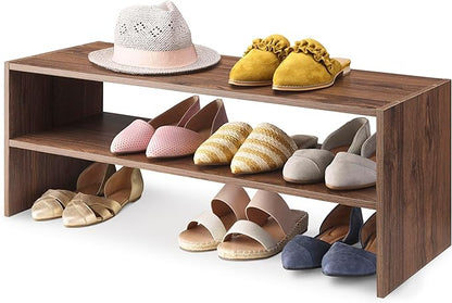 Whitmor Wood Stackable 2-Shelf Shoe Rack, 31 inches