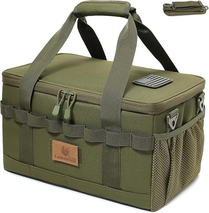 Tactical Camping Storage Bag 18L Tactical Utility Tote Bag Camping Cookware Organizer Trunk Organizer (Army Green)