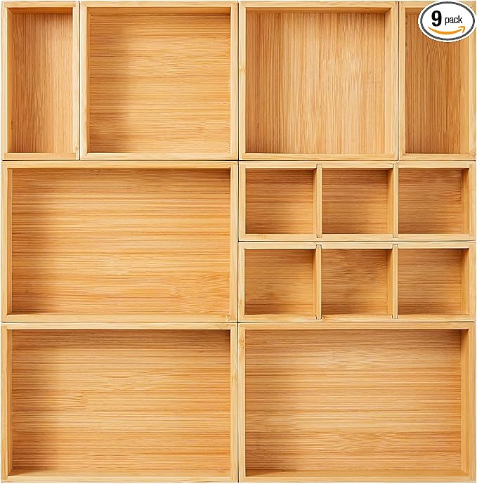 Fabsome Drawer Organizer, Small Wooden Container Tray