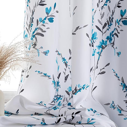 MYSKY HOME Floral Curtains 108 Inch Long