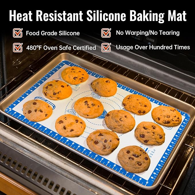 Baking Mats Silicone for Baking Sheet, Non Stick Pastry Mat for Dough Rolling