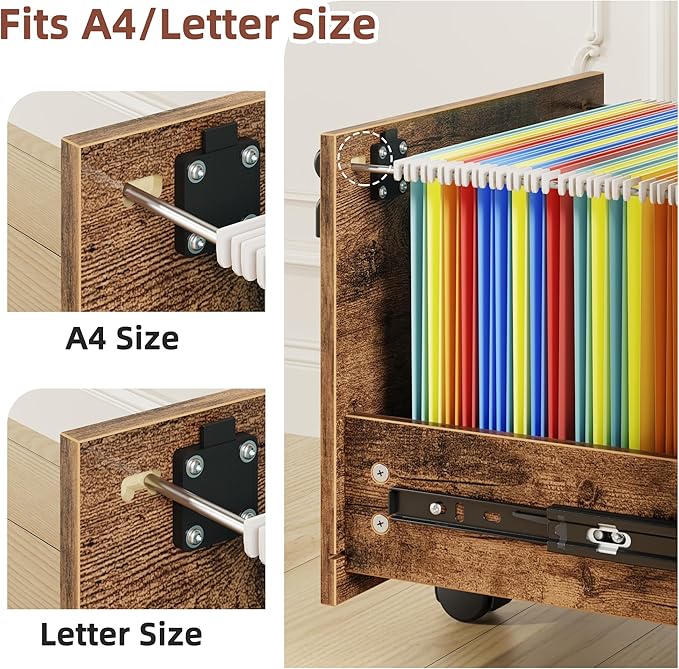 GYIIYUO 2 Wood Drawer Lockable File Cabinet
