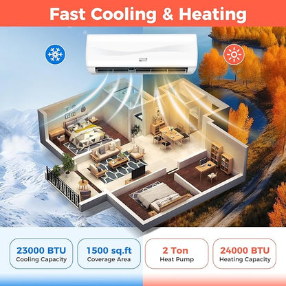 COSTWAY 24000BTU Mini Split Air Conditioner& Heater, 18.5 SEER2 208-230V