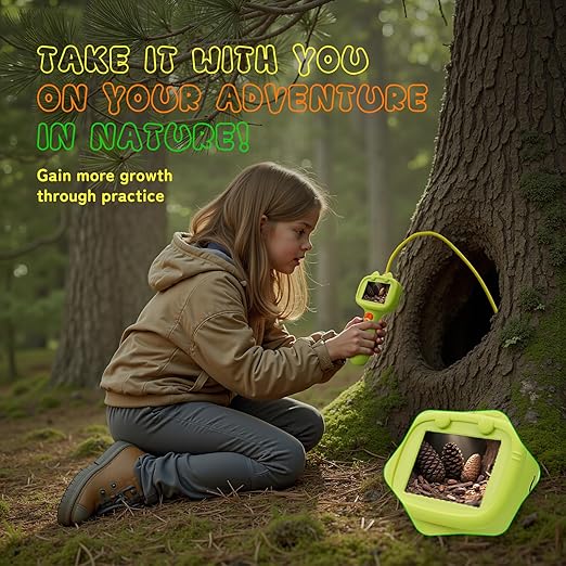 Kids Borescope Snake Camera with Light Toy,Outdoor STEM Science Toys, Nature Educational Exploration Toy Great Gifts for 4 5 6 7 8 9 10 Years Old Boys and Girls Birthday Camp Christmas(16G Card)