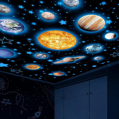 Solar System Wall Decals Glow in The Dark Stars 780 PCS, Glowing Planets Stickers for Ceiling, Nursery Wall Stickers for Bedroom, Kids Room Decorations (Blue)