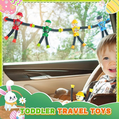 Easter Basket Stuffer Gift for Toddlers Kids Robot Sensory Travel Toys 4Pcs for Boy Year Old Ages 3 4 5 6 7 8 9, Airplane Travel Activities Suction Autistic Valentine Pop Tube Autism Fidget Toys
