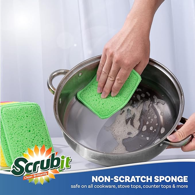 Scrub and Wipe Cleaning Pads – SCRUBIT Dual Sided Scouring Pad and Sponge