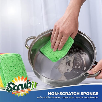 Scrub and Wipe Cleaning Pads – SCRUBIT Dual Sided Scouring Pad and Sponge