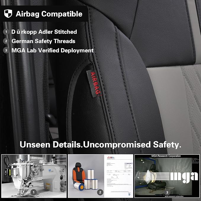 EKR Rav4 Seat Covers Custom Fit for Toyota Rav4 2016 2017 2018(Hybrid) LE,SE,XLE,Limited, Leather Car Seat Cover Full Set for SUV,Faux Leather(Black+Light Gray)