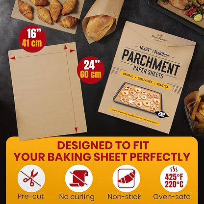 Full Sheet Pan 16 x 24 Inch Parchment Paper Baking Sheets by Baker’s Signature
