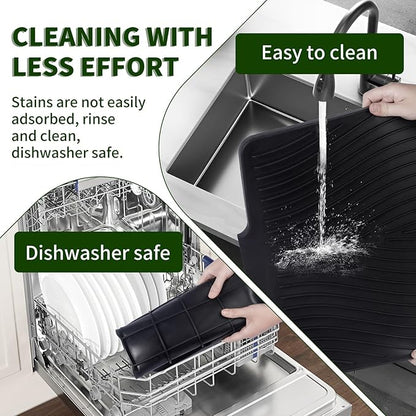 Silicone Dish Drying Mat 16x13, Food-Grade Silicone, Easy Clean Pad