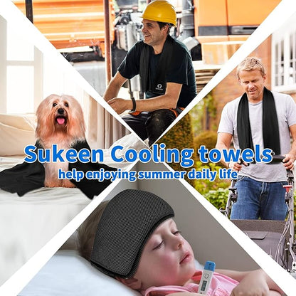 Sukeen [4 Pack Cooling Towel (40"x12"), Soft Breathable Chilly Microfiber Towel for Yoga,Sport,Running,Gym,Workout,Camping,Fitness,Workout & More Activities