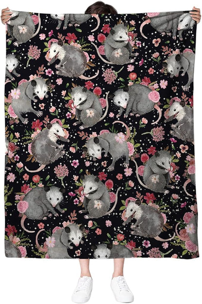 Possum Blanket Gifts for Women, Opossum Gifts for Lover, Possum Ornament, Opossum Plush, Thanksgiving Birthday for Girl, 50" X 60"