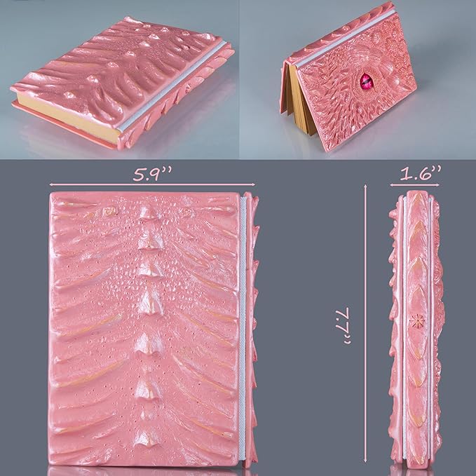 3D Dragon Eye Embossed Journal,Resin Engraving Notebook,Dnd notebook for Dragon Lovers ，Blank Paper,Hardcover Travel Notepad for Writing,Sketchbook,Collection,Gift,Decoration A4 and A5 Size (A5-Pink)
