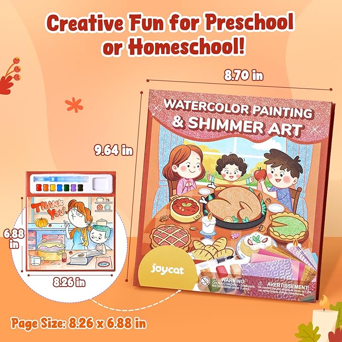 JoyCat Paint with Water Coloring Books, Art & Craft Activity, No Mess Art for Kids Ages 4-8, Craft Kits & Supplies, DIY Creative Activity, Presents for Girls & Boys (Thanksgiving)
