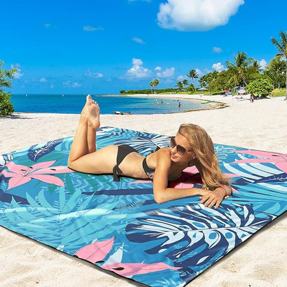 WIWIGO Beach Blanket Waterproof Sandproof Beach Mat 79" X 83"/10'x9'for 2-8
