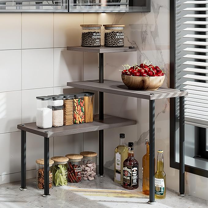 Countertop Organizer Organization 3 Tier Kitchen Corner Shelves Adjustable