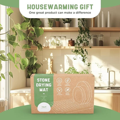 NIUM Stone Drying Mat for Kitchen Counter & Bamboo Rack