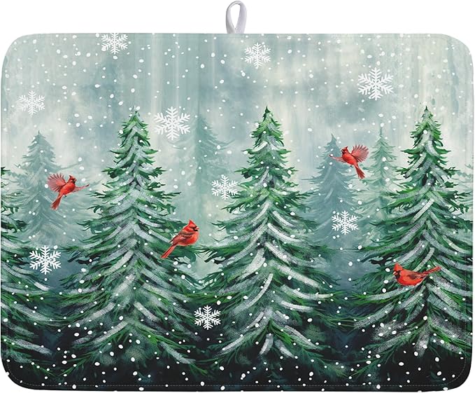 Winter Pines Tree Dish Drying Mats