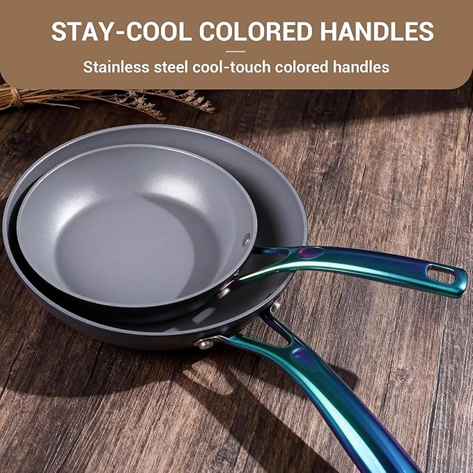 Ammeloo 17 Pcs Ceramic Cookware Set, Induction Pots and Pans Set Non Stick