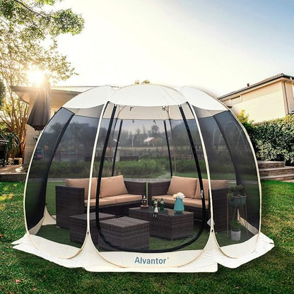 Alvantor Pop Up Screen Tent House Room Instant Outdoor Camping Canopy Sun Shelter Gazebo for Patio, Backyard & Deck, Privacy Tent(2-10 People, 8'x8' 10'x10' 12'x12')