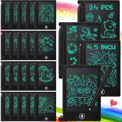 24 Pieces LCD Writing Tablet Bulk Kids Mini Drawing Pad 4.5 Inch Electronic Doodle Board Kids Party Favor Classroom Gift(Black Frame)