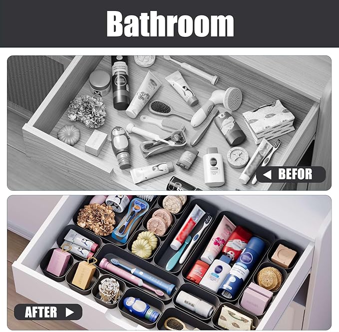 Plastic Drawer Organizers, Bathroom and Vanity Organizer Plastic Tray, Makeup