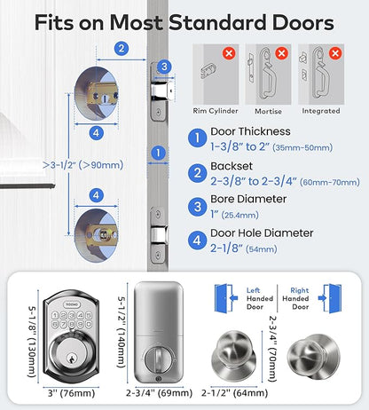 TEEHO TE001K Keyless Entry Door Lock