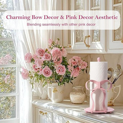 Pink Bow Paper Towel Holder Coutertop