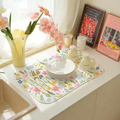 Spring Dish Drying Mat 18x24 Inches