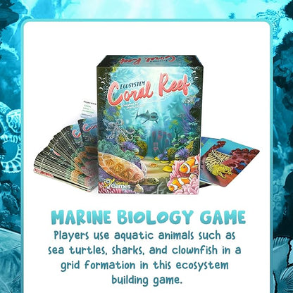 Genius Games Ecosystem: Coral Reef - A Mensa Recommended Family Card Game About Aquatic Animals, Their Habitats & Food Chain | A Light Educational Marine Biology Board Game for Kids and Families