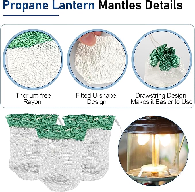 Upgrade Camping Lantern Accessories, Camping Lantern Mantles for Coleman Standard String Tie #21 Mantles(40 Total Mantles)