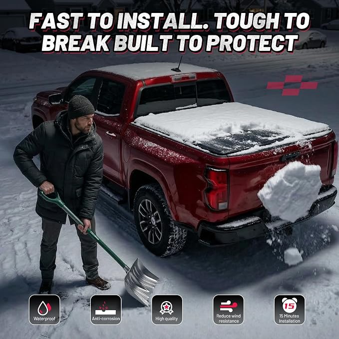 BDFHYK Hard Tri Fold Tonneau Cover for Chevy Colorado GMC Canyon 2015-2026 6.2 FT Long Bed, Waterproof Hard Folding Truck Bed Cover with Anti-Theft Lock, Easy Install for Camping and Work Trucks