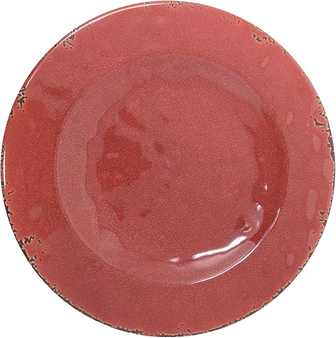 Gianna's Home 12 Piece Rustic Farmhouse Melamine Dinnerware Set, Service for 4 (Red)