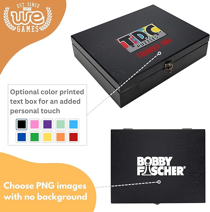 WE Games Color Logo Wooden Treasure Box with Lid & Brass Latch - Black Stained