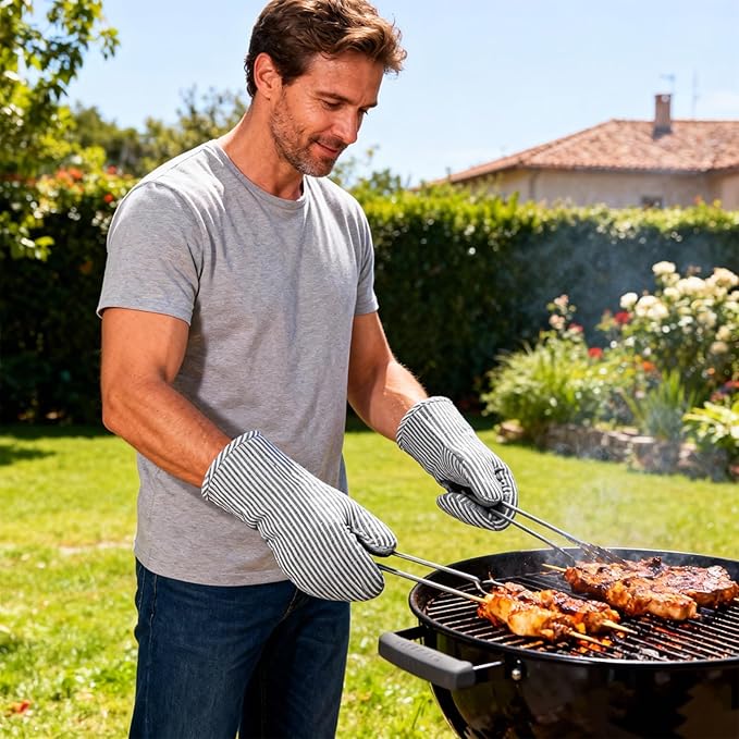 4 Pcs Oven Mitts and Pot Holders Heat Resistant Oven Mitts Sets Non Slip Oven