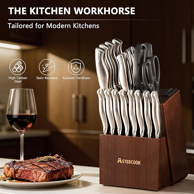 Knife Set, Astercook 21 Pieces Kitchen Knife Set