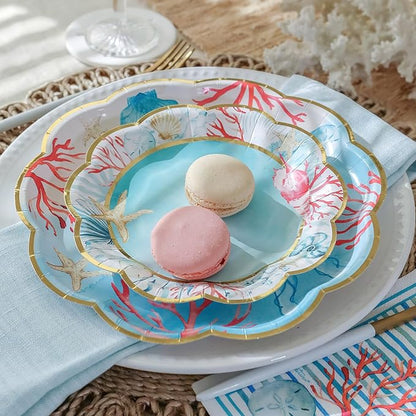 Kate Aspen Beach Party Decorations - 62 Piece Coastal Plates and Napkins Party Supplies for 16 Guests - Summer Tableware for Bridal Shower, Luau, Wedding, Pool Parties & More