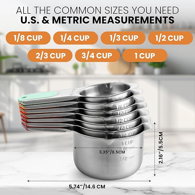 Spring Chef Magnetic Stainless Steel Measuring Cups, Kitchen Tools