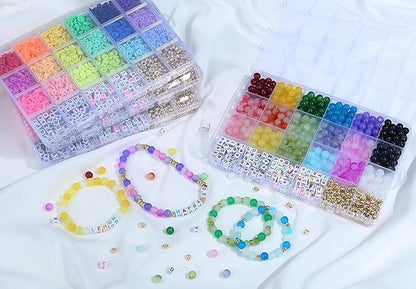 XIANNVXI 530pcs Glass Beads Kit for Friendship Bracelet 18color 8mm Colorful Glass Kandi Letter Beads Kit for Jewelry Making DIY Crafts