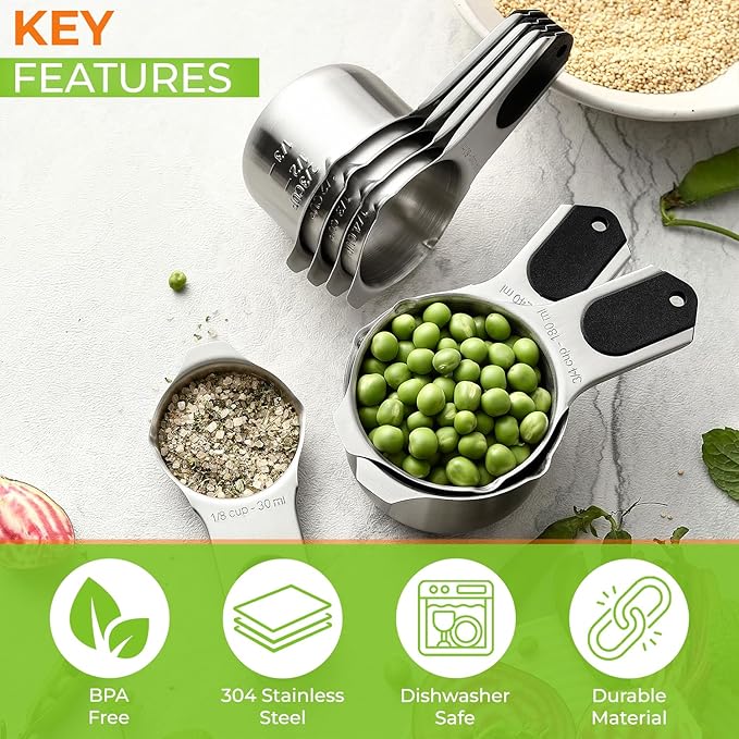 Spring Chef Magnetic Stainless Steel Measuring Cups, Kitchen Tools