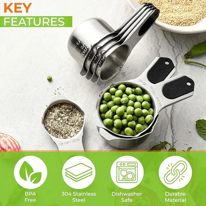 Spring Chef Magnetic Stainless Steel Measuring Cups, Kitchen Tools